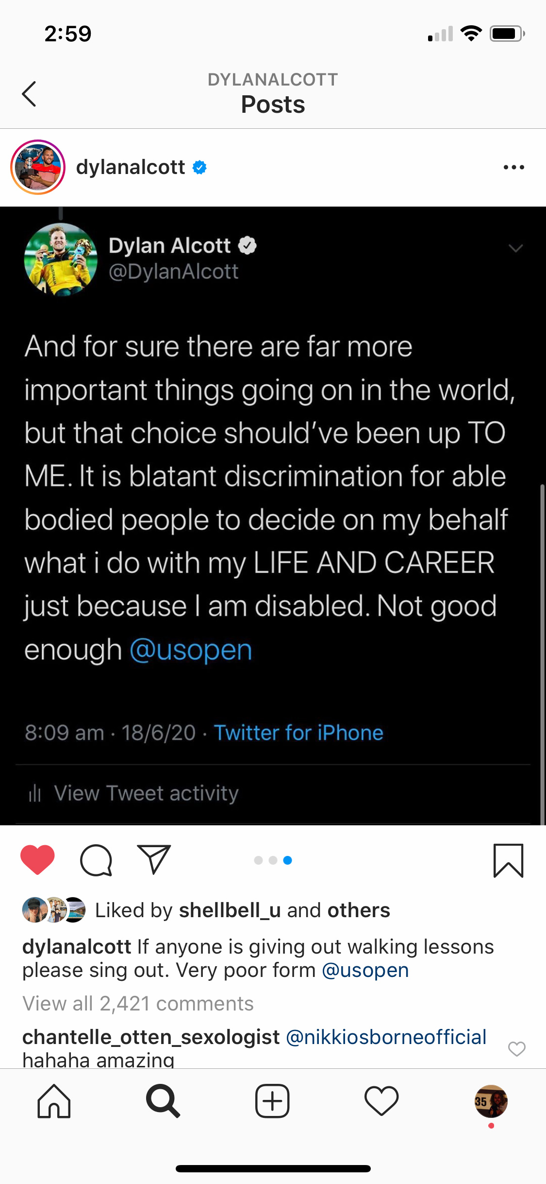 Dylan Alcott Instagram Quote